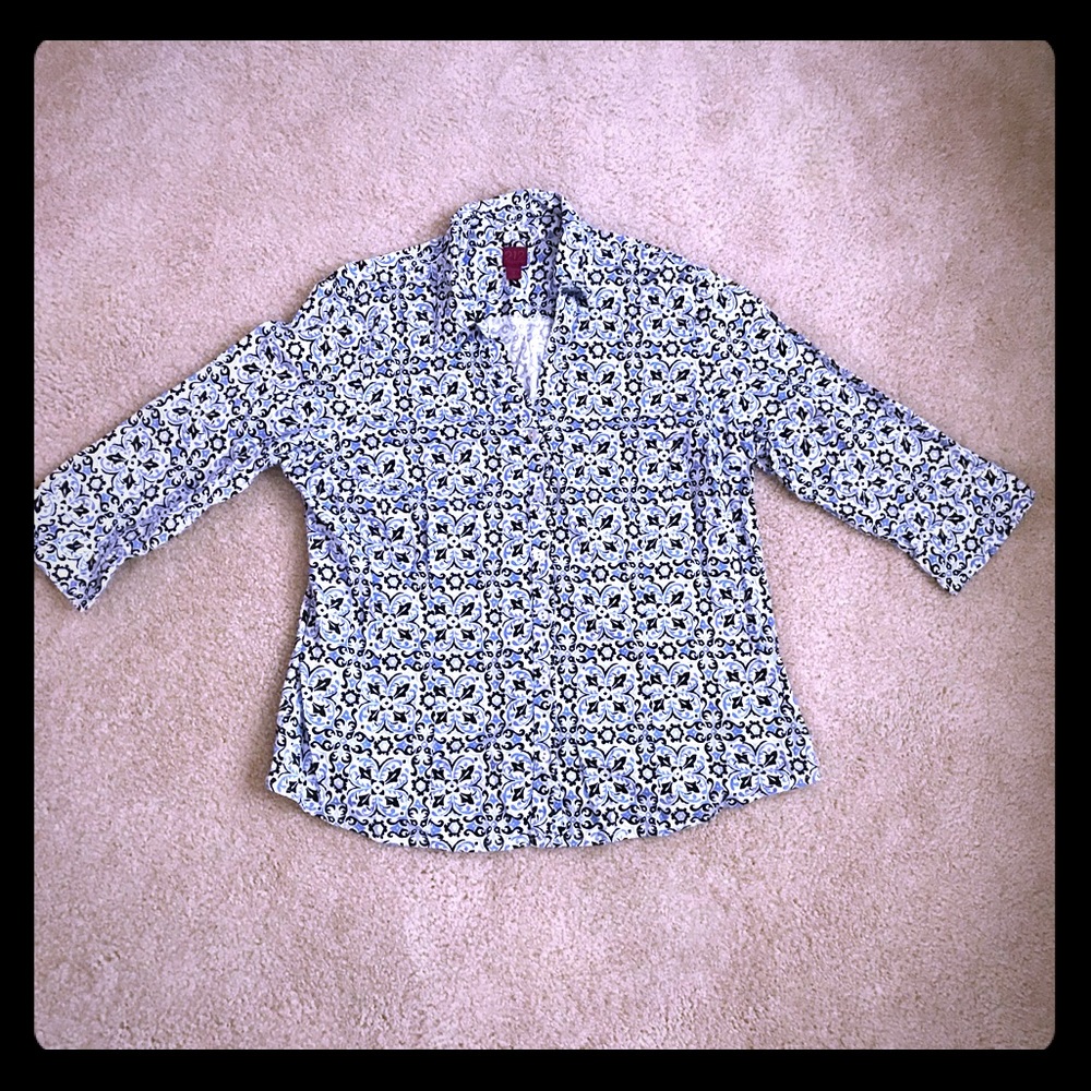 Women’s 3/4 Sleeve Button Down Blouse-Sz XL